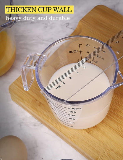 Measuring Cups Set - BPA-Free Plastic Liquid Measuring Cups with Spout | 3-Piece Clear Set