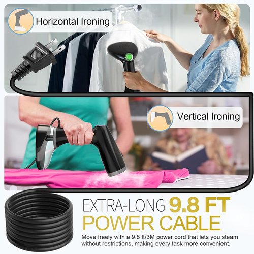 **Steamer for Clothes by [Brand Name] - 1800W Handheld Garment Steamer with 3 Settings & 380ml Tank | Portable Travel Iron**