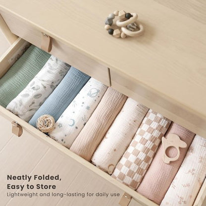 Konssy Muslin Swaddle Blankets - Soft & Breathable 3-Pack for Newborns | Large 47 x 47 Inches