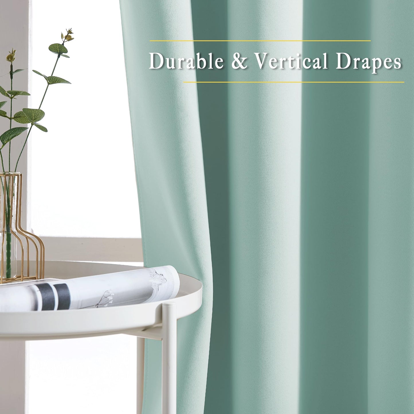 NICETOWN Room Darkening Curtains for Bedroom, Window Treatment Thermal Insulated Solid Grommet Window Treatments Sound Reducing for Living Room, Aqua Blue, Set of 2, W52 x L90