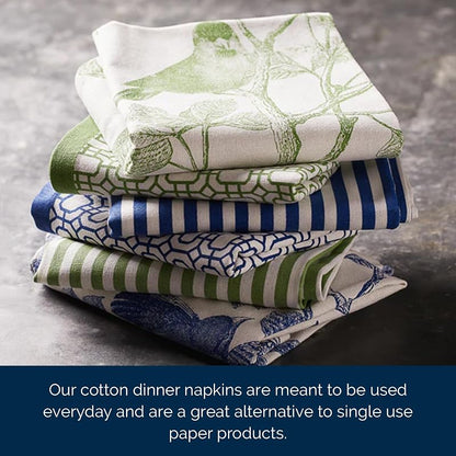 Pinstripe Blue Dinner Napkins Set of 4 - 22" x 22" Cotton Cloth Napkins (Variation: Pinstripe Blue+22" x 22" Set of 4)