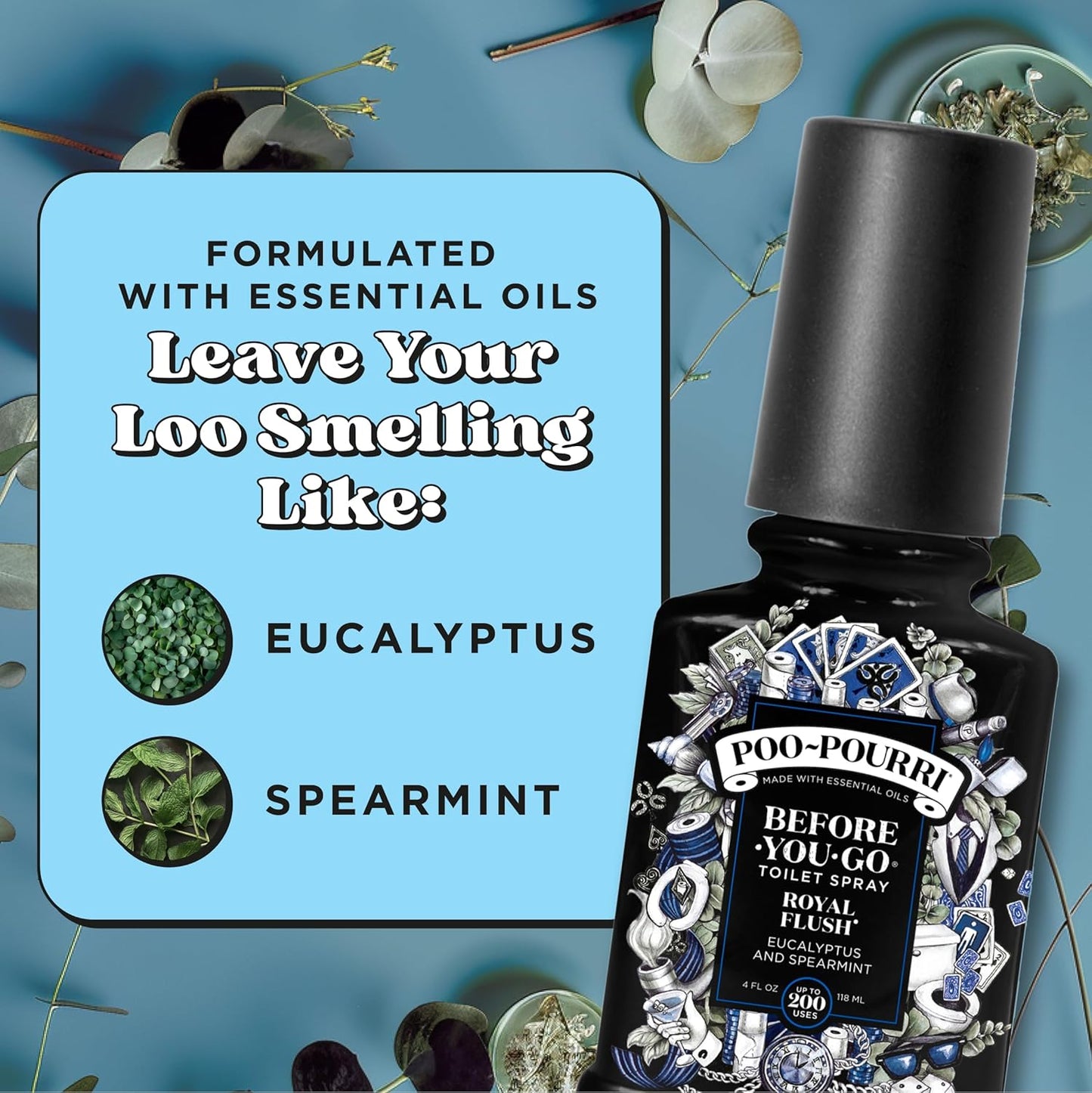 Poo-Pourri Before-You-Go Toilet Spray - Royal Flush, Eucalyptus & Spearmint, 2 Fl Oz