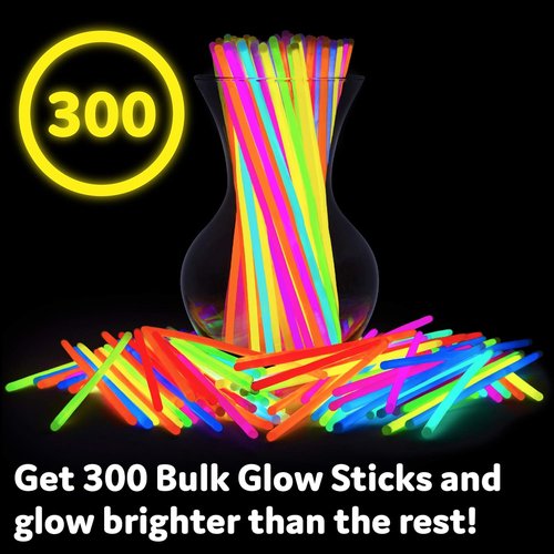 Glow Sticks Jewelry by Party Sticks - 300 Pack of Glow in the Dark Necklaces & Bracelets for All Ages