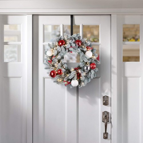 Haute Decor Adjustable Wreath Hanger - Matte Black Over The Door Design for All Door Sizes