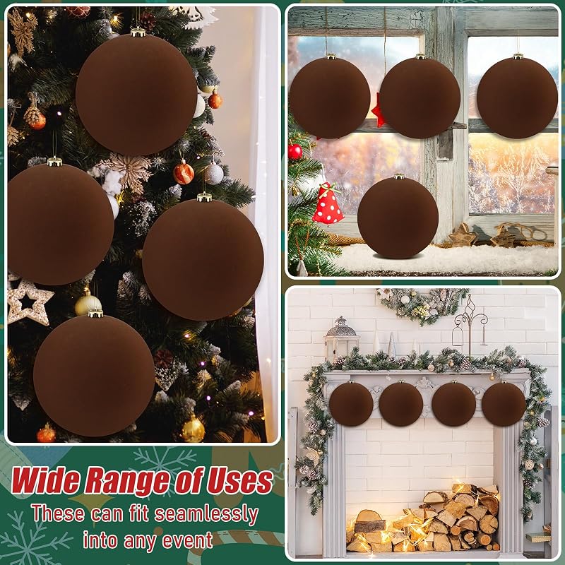 Hollowfly 4Pcs 8in Velvet Christmas Balls – Khaki Brown Variation of THIS listing