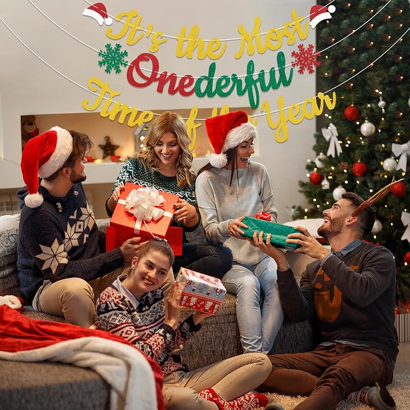 Its the Most Onederful Time of the Year Banner – Christmas First Birthday Party Decor
