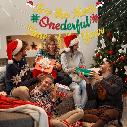 Its the Most Onederful Time of the Year Banner – Christmas First Birthday Party Decor