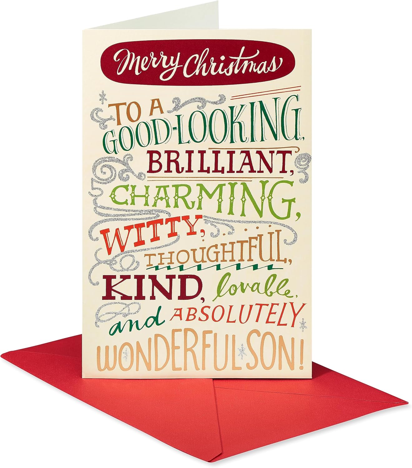 American Greetings Funny Christmas Card - Silly Holiday Greeting for Son | Celebrating His Wonderful Traits