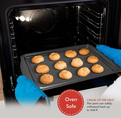 Perlli Non-Stick Baking Sheets Set - 3-Piece Carbon Steel Oven Trays for Cookies & Cakes | BPA Free