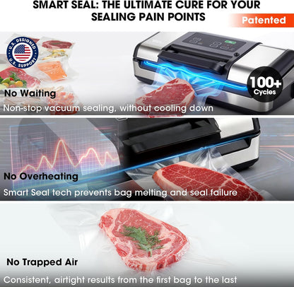 Vesta Precision Vacuum Sealer Machine - Smart Heat Sealing for Liquid & Moist Foods | Includes Built-In Cutter & Mason Jar Kit