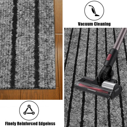 Runner Rug 2' x 6' Outdoor/Indoor, Rug with Natural Rubber Backing Non Slip for Hallway, Kitchen, Patio, Laundry, RV, Entryway, Garage, Bathroom, Area Rug Carpet, Grey Strip, Custom Size