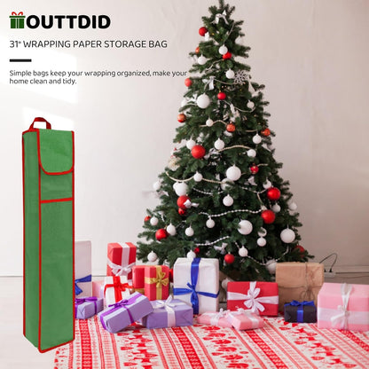 OUTTDID Wrapping Paper Storage Bag - 31" Organizer with Pocket for 9 Standard Rolls - Green