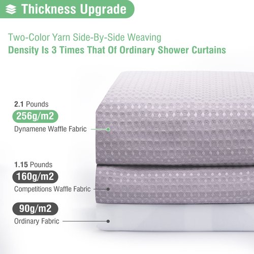 Dynamene Lavender Fabric Shower Curtain - Waffle Weave Textured Heavy Duty Cloth Shower Curtains for Bathroom, 256GSM Hotel Luxury Weighted Bath Curtain Set with 12 Hooks,72x72, Lavender