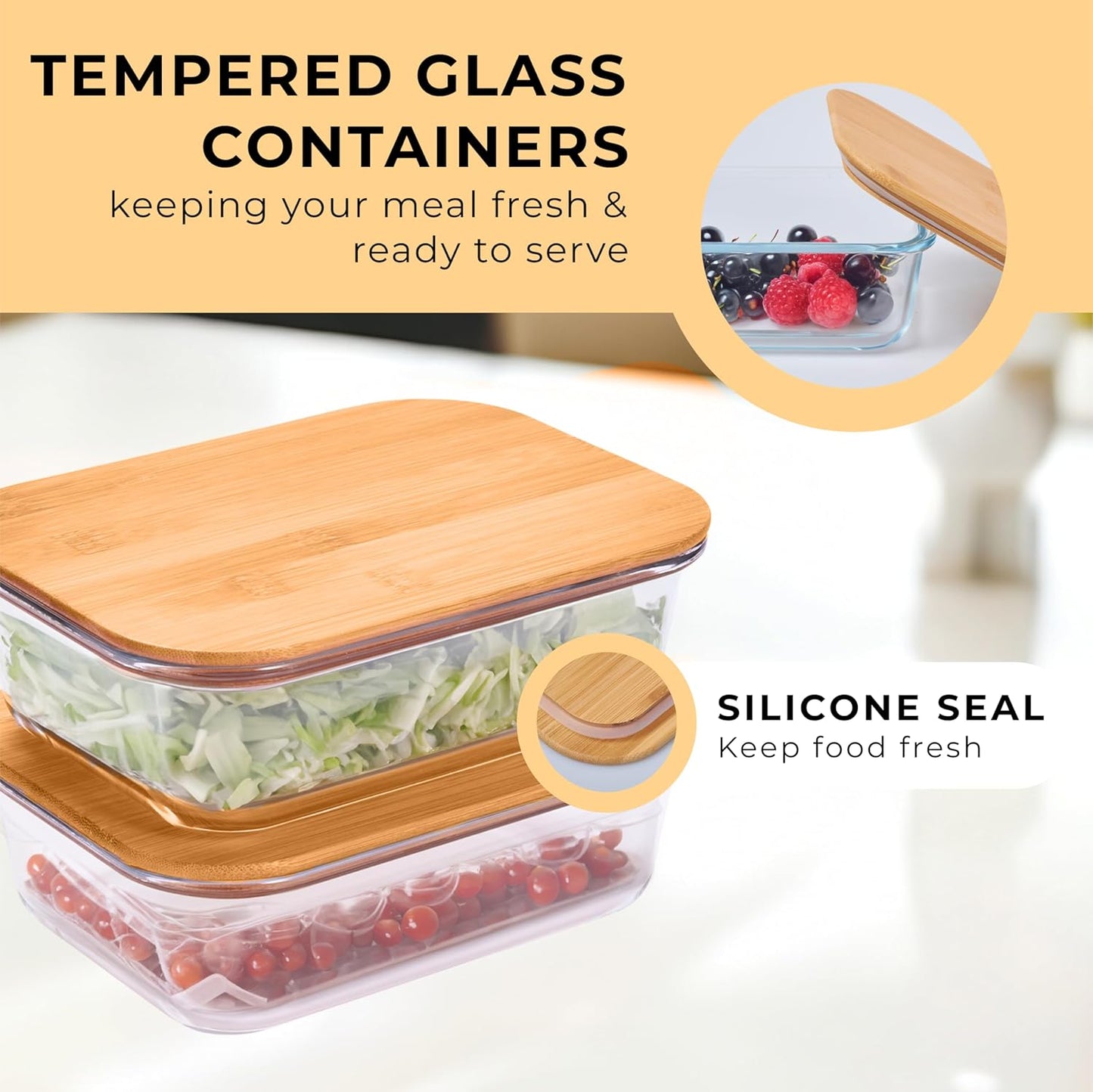 Prosumer's Choice Glass Food Storage Containers - Airtight & Stackable Meal Prep Set (2-Pack) - 36 Oz