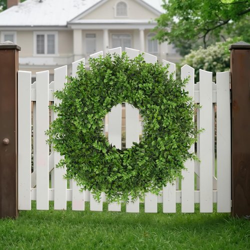 Boxwoods Wreath by [Brand Name] - 26 Inch Artificial Greenery for All Seasons | Indoor/Outdoor Home Decor