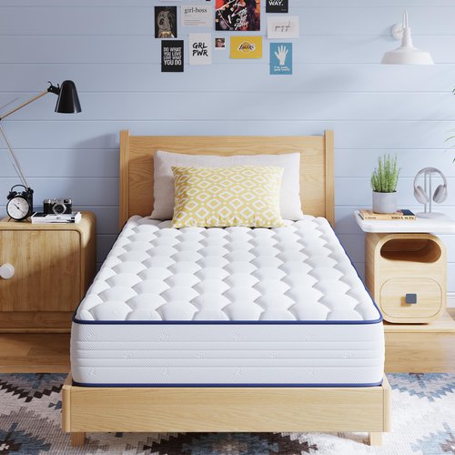 Avenco 6 Inch Twin Mattress, Foam and Spring Hybrid Mattresses in a Box, Medium Soft, Breathable Fabric & Adaptive Support, CertiPUR-US Certified, Twin Size Mattress in Guest and Kids Bedroom