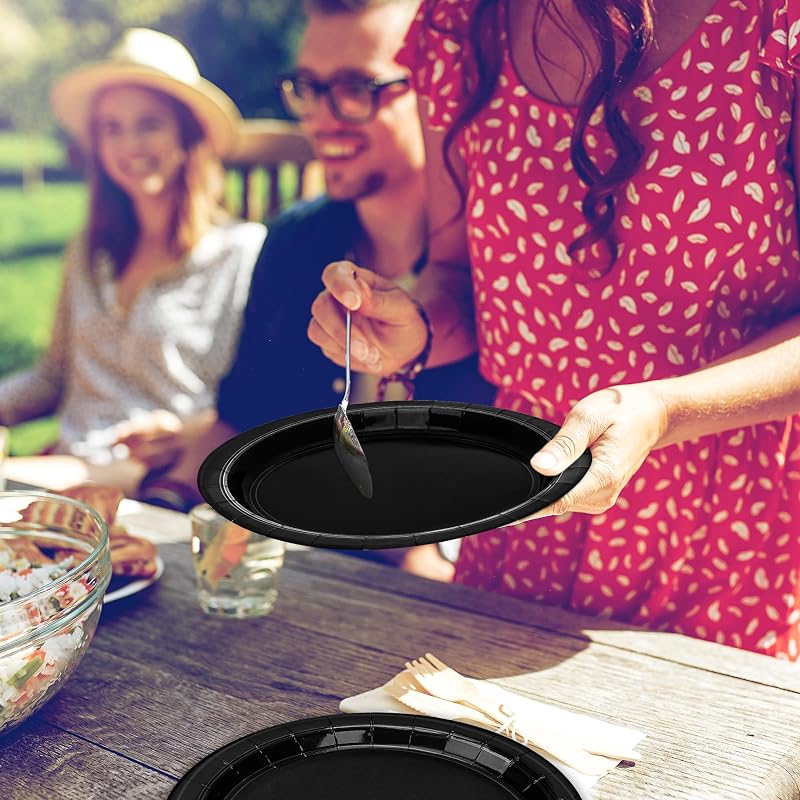Variation of THIS listing: 50 Pcs 9 Inch Black Disposable Paper Plates - 300gsm with Film