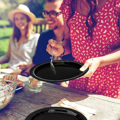 Variation of THIS listing: 50 Pcs 9 Inch Black Disposable Paper Plates - 300gsm with Film