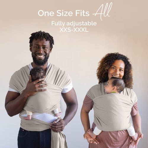 Boba Baby Wrap Carrier – Original Baby Sling Carrier for Newborns (7–35 lbs), Soft, Secure, Hands-Free & Ergonomic, Ideal for Comfortable Bonding, New Parents (Beige)