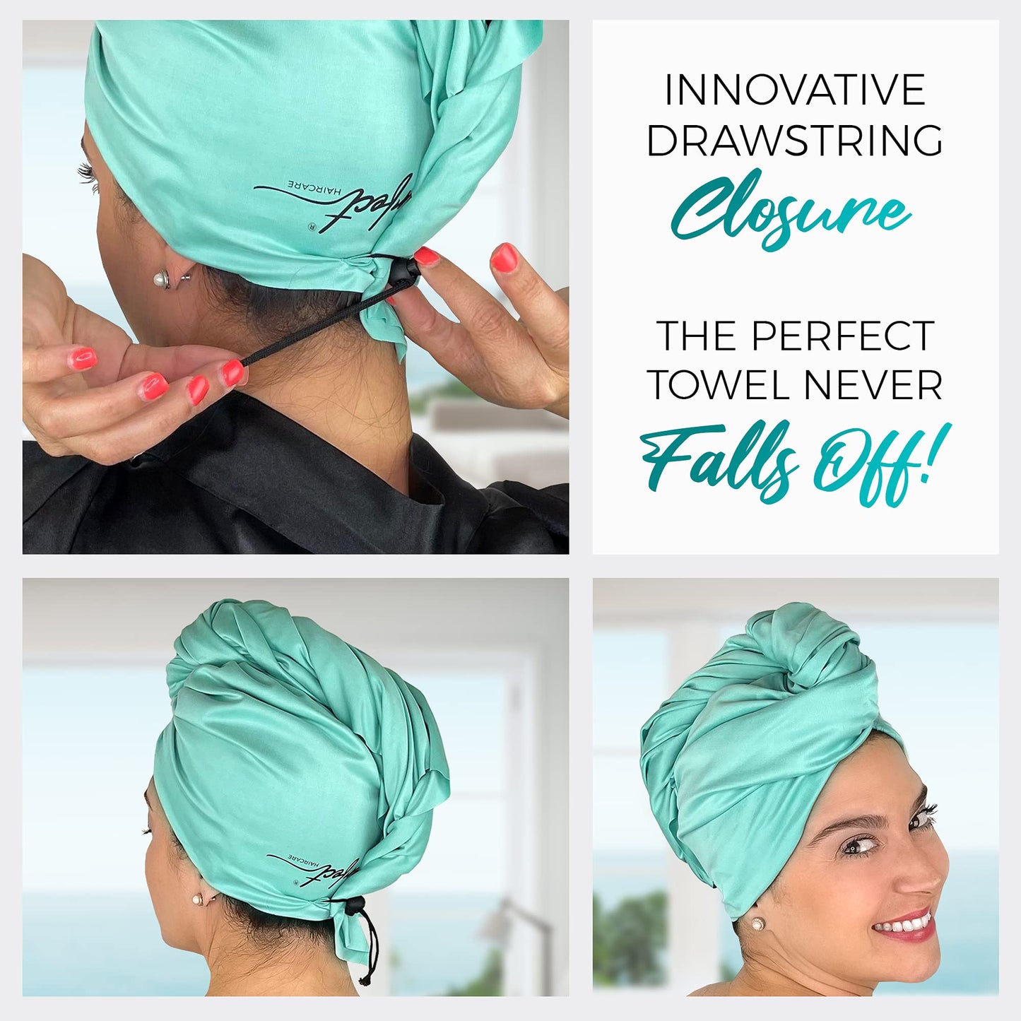 Microfiber Hair Towel Wrap with Wet & Dry Detangling Brush – Fast Drying Anti-Frizz Hair Drying Turban for Curly, Wavy and Straight Hair – Gentle Absorbent Hair Care for Women, Girls and Kids