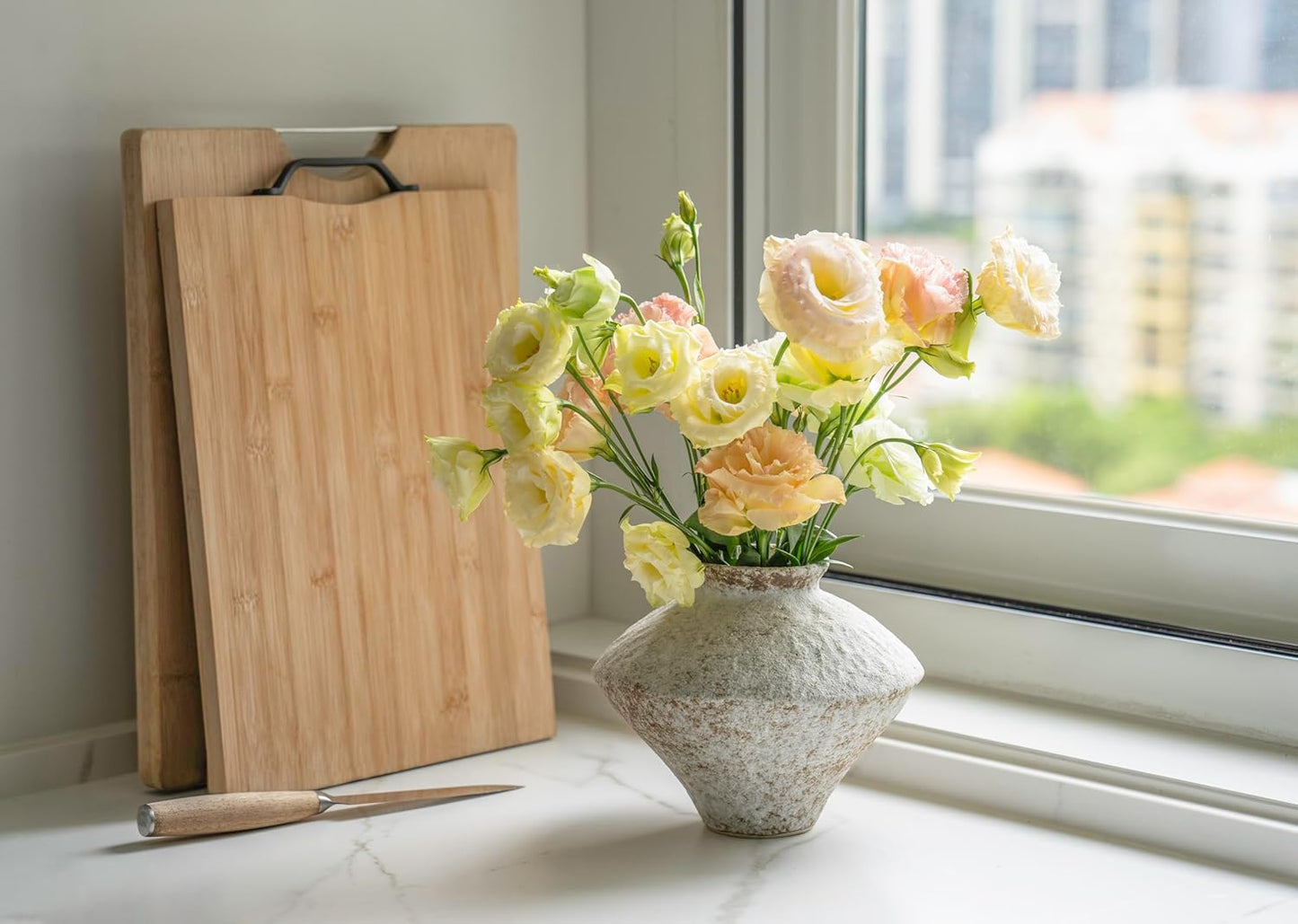Rustic Farmhouse Ceramic Vase - Handcrafted Distressed White Pottery for Home Decor | Perfect for Centerpieces & Gifts