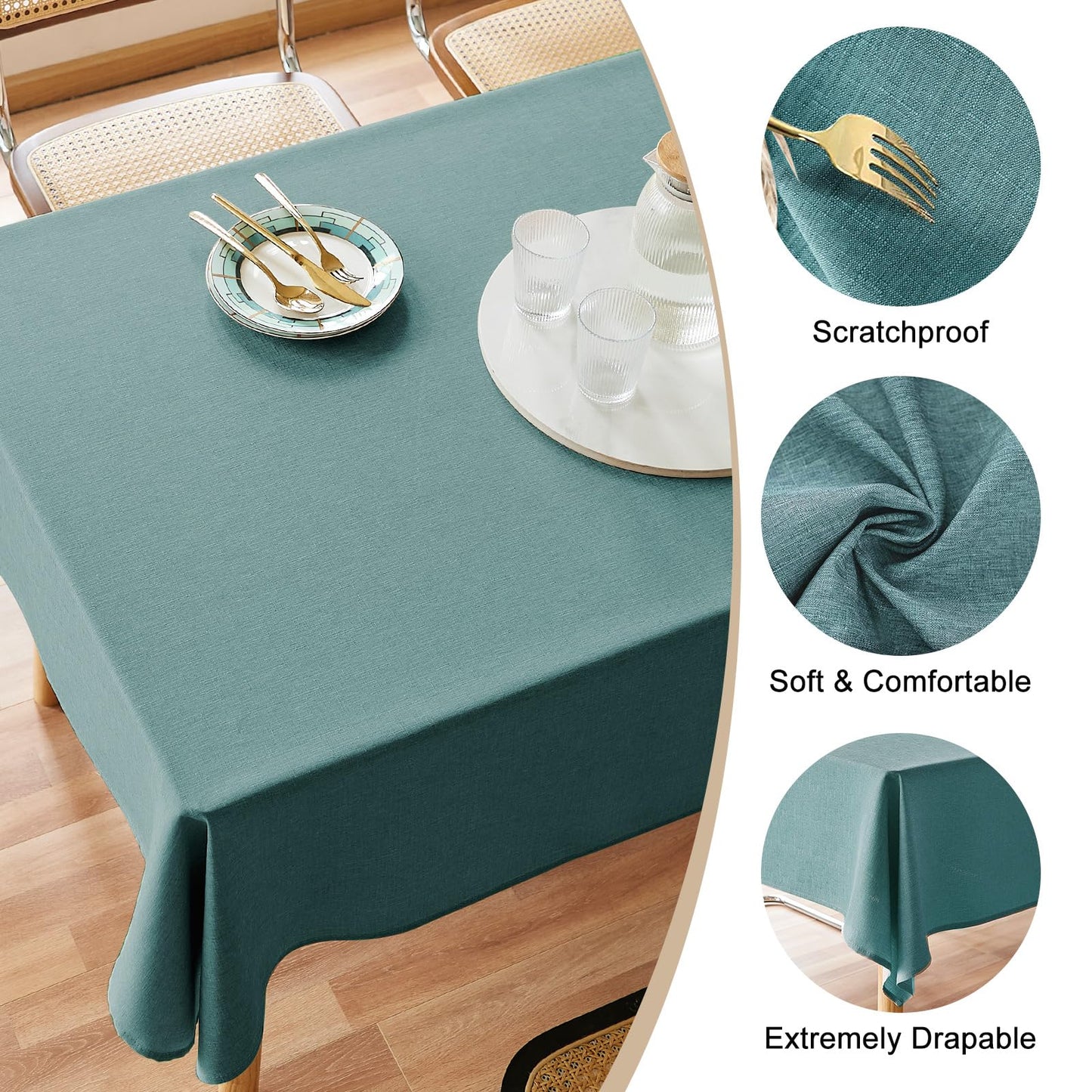 AUSSPVOCT Textured Tablecloth Rectangle 52x70 Water Resistant Spill-Proof Wipeable Table Cloth Wrinkle Free Fabric Dining Table Cover for Birthday Party Farmhouse Spring kitchen Tablecloths