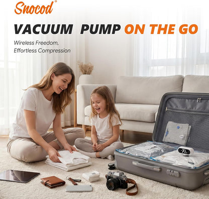 Skiennix Travel Vacuum Bags - 15 Pack with Wireless Pump for Maximum Compression | Ideal for Clothes & Blankets