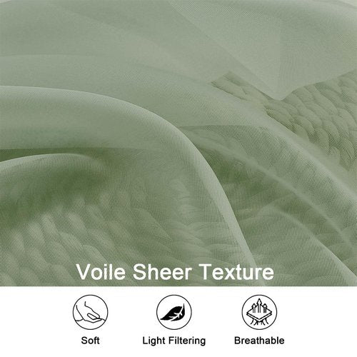 OWENIE Sage Green Sheer Curtains 108 Inches Long for Living Room Bedroom 2 Panels Set, Lightweight Airy Sage Green Sheer Curtain, Filmy Rod Pocket, 2 PCS, Each 59" W x 108" L