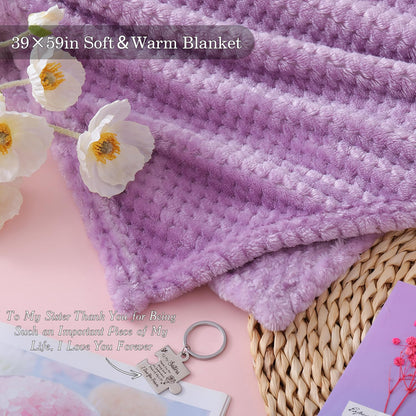 Sister Birthday Gifts Unique-Gifts for Sister-Sister Gifts for Women-Sisters Gifts from Sister-Sister in Law Gift-Get Well Gifts-Thank You Holiday Relaxing Inspirational Gift Basket with Blanket