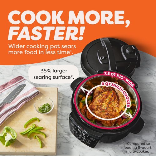 Instant Pot 7.5QT RIO Wide - 7-in-1 Electric Multi-Cooker with WhisperQuiet Steam Release | Versatile Cooking Options