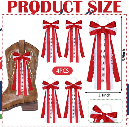 Skiennix Football Boot Bows - 4 Pcs Super Ribbon Clips for Game Day Decor | Removable DIY Accessories