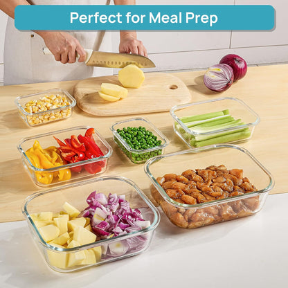 Vtopmart Extra Large Glass Food Storage Containers - 6 Pack Airtight Meal Prep Set | 2.26L/76oz