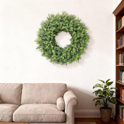 Regine Switzerland 26" Artificial Boxwood Wreath - Fresh Greenery for Front Door & Outdoor Decor