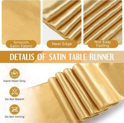 Breling 24-Pack Black and Gold Disposable Tablecloths & Satin Runners - 54" x 108" & 12" x 108" for Events