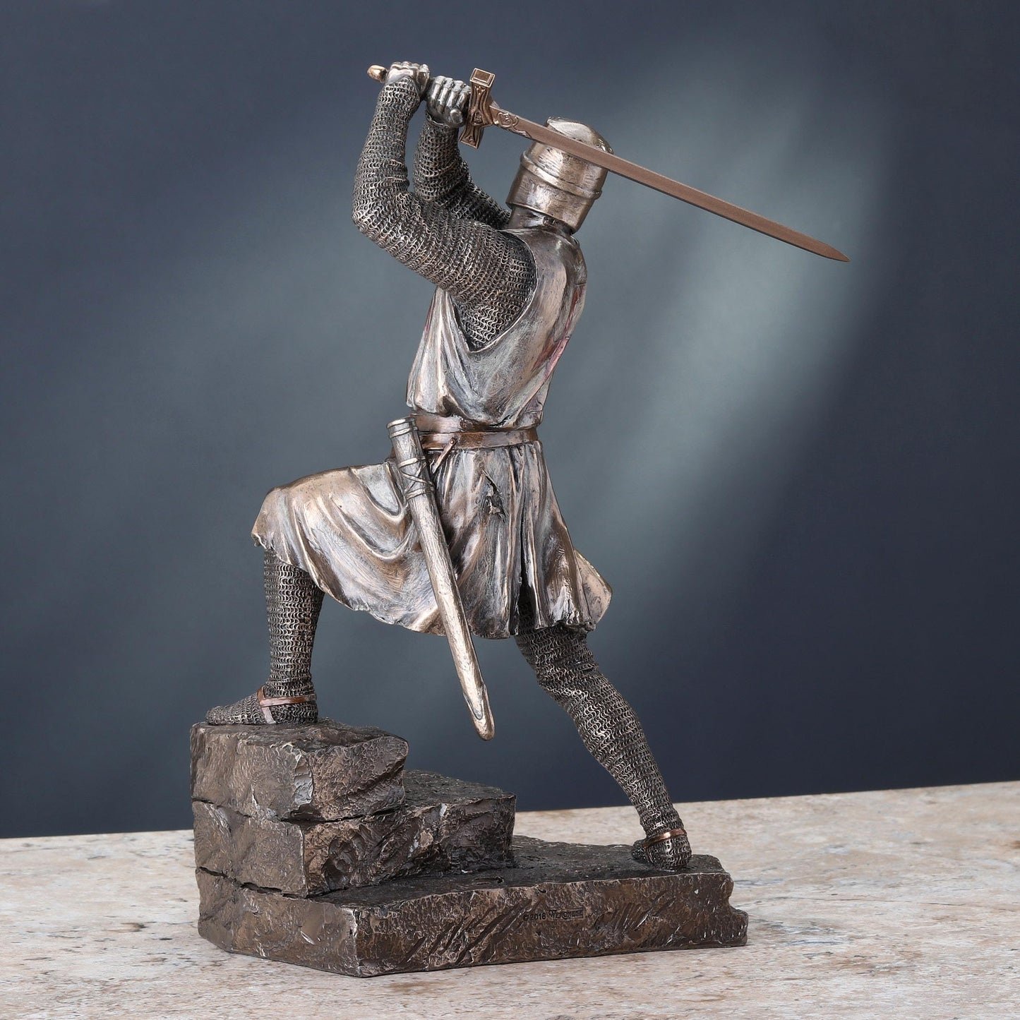 Veronese Design 12 Inch Crusader Templar Knight Wielding Great Sword Cold Cast Resin Bronze Finish Statue Warrior Figurine