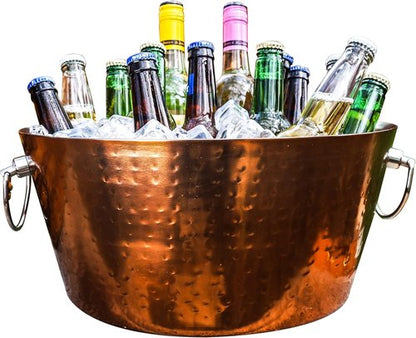 BREKX Insulated Rose Copper Double Walled Ice Bucket for Parties, Anchored Wine Bucket/Large Ice Bucket with Handles, Drink Cooler for Parties, 12 Quarts (3 Gallon)