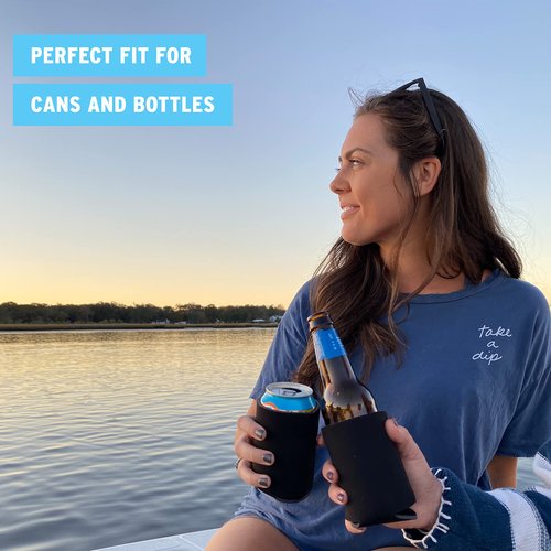 Blank Beer Can Cooler Sleeves (110-Pack) Soft Insulated Beer Can Coolies - HTV Friendly Blank Koolies in Bulk for Beer Cans & Bottles - Black Coolie Blanks for Vinyl Projects & Wedding Favors (Black)