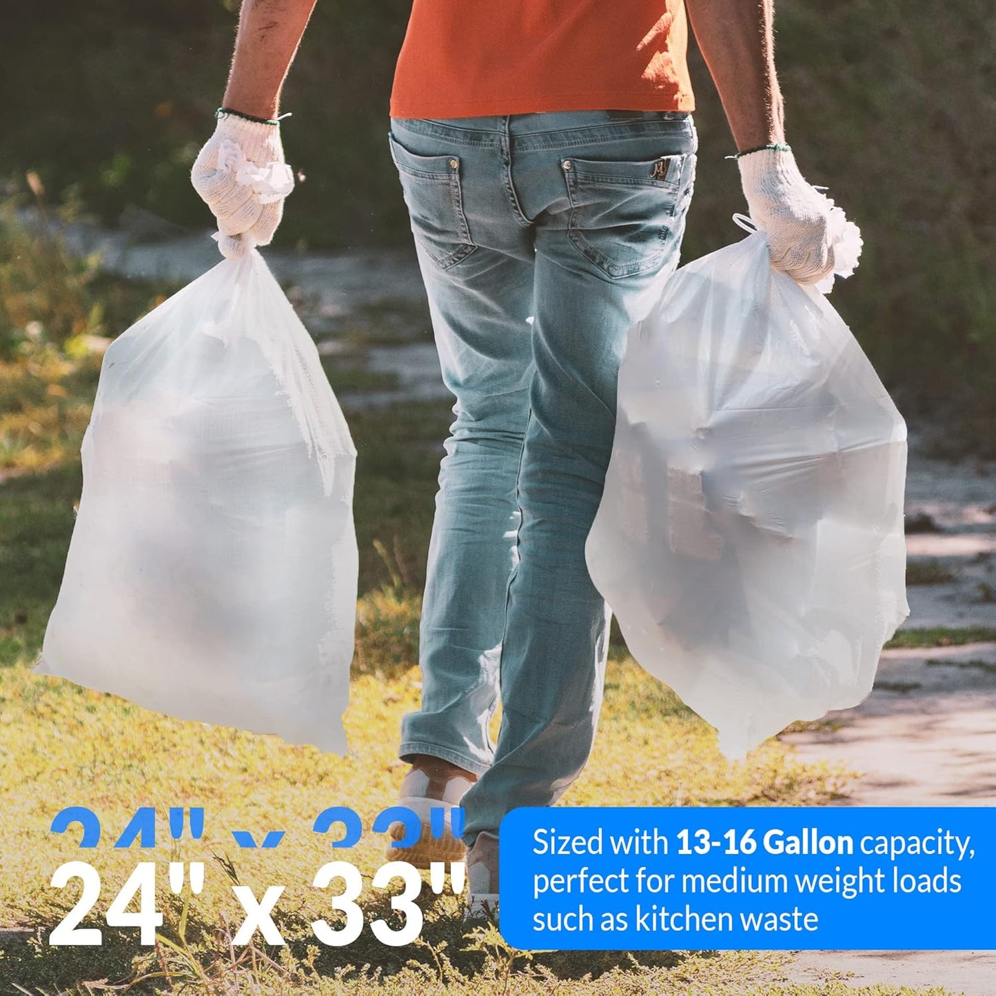 Reli. SuperValue 13 Gallon Trash Bags - 1000 Count Bulk | Tall Kitchen Can Liners | Clear Multi-Use Bags