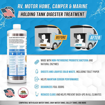 RV Black Tank Treatment by [Brand Name] - 16 Treatments for Waste Digestion & Deodorization | 32oz Made in USA