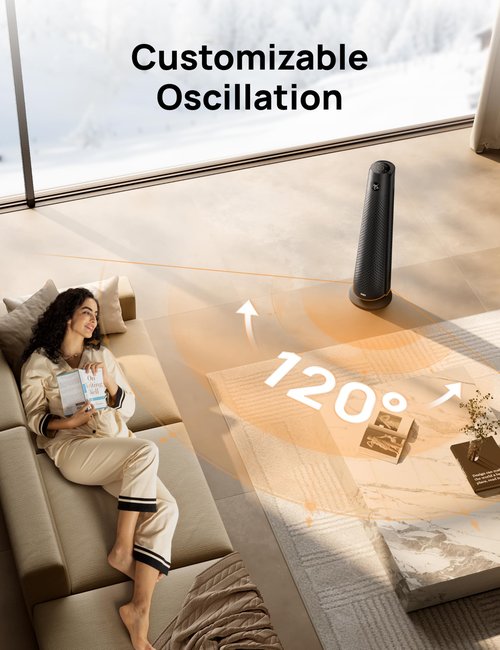 DREO Space Heater Large Room, 30" Electric Heaters with Remote, 120° Oscillation, Adjustable Thermostat, 5 Heat & 3 Fan levels, 8 Safety Protections, 25dB Quiet, 1-12H Timer, Heater for Office, Black
