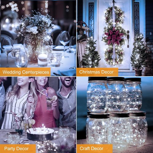 Btfarm 30 Pack LED Fairy Lights - Battery Operated Twinkle Lights with 3 Modes | 7FT Silver Wire for Mason Jars & Parties, Cold White