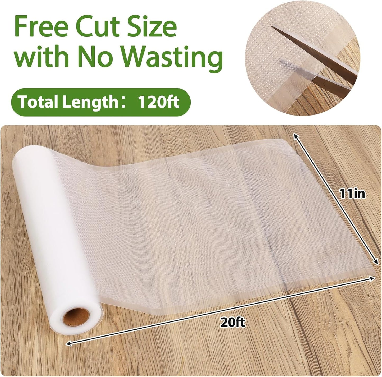 Moretoes Vacuum Sealer Bags - 6 Rolls of 11" x 20' BPA-Free Food Storage Bags for Sous Vide & Meal Prep