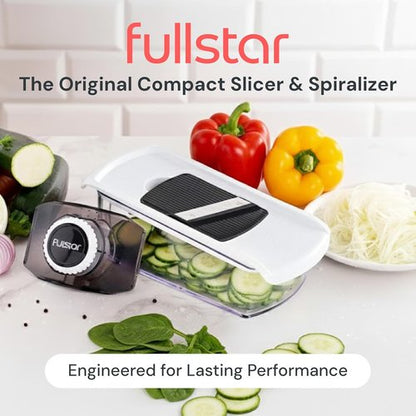 Fullstar Mandoline Slicer - 6-in-1 Kitchen Tool with Safety Glove | Versatile Fruit, Veggie & Cheese Cutter (Black)