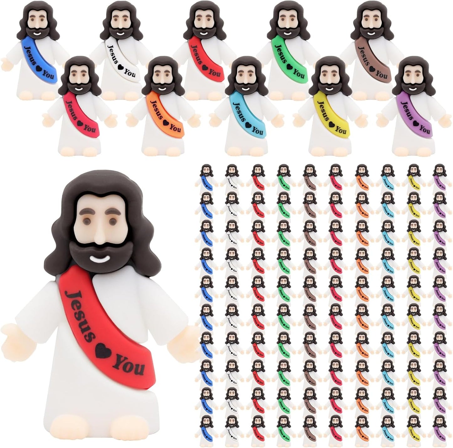 Owurha Jesus Love You Mini Figures - 100 Pcs Tiny Religious Figurines for Parties & Gifts