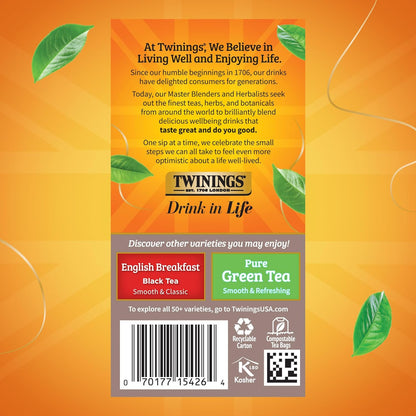 Twinings of London Oolong Tea Bags - Pure Flavor, 20 Count | Pack of 6 for Tea Lovers