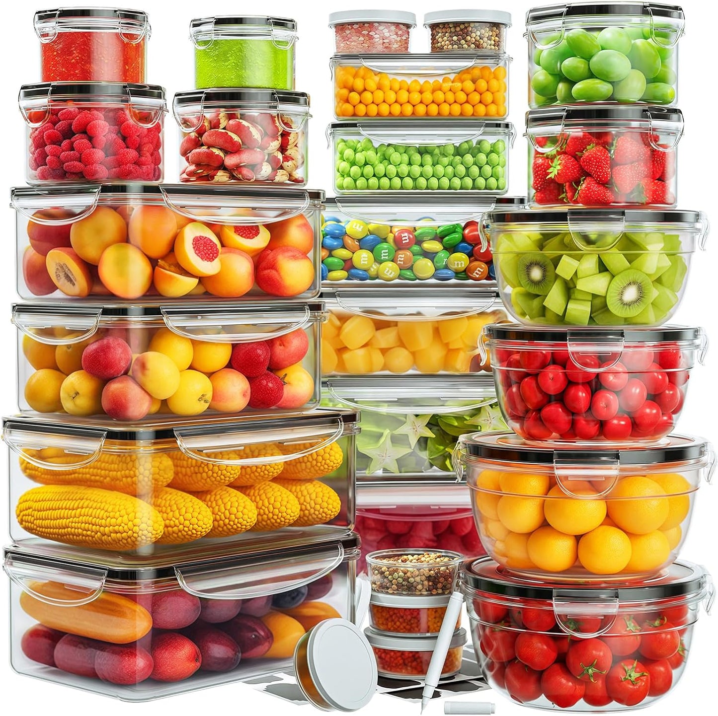 Skiennix 52 PCS Food Storage Containers - Airtight, Leakproof Meal Prep Set | Microwave & Dishwasher Safe