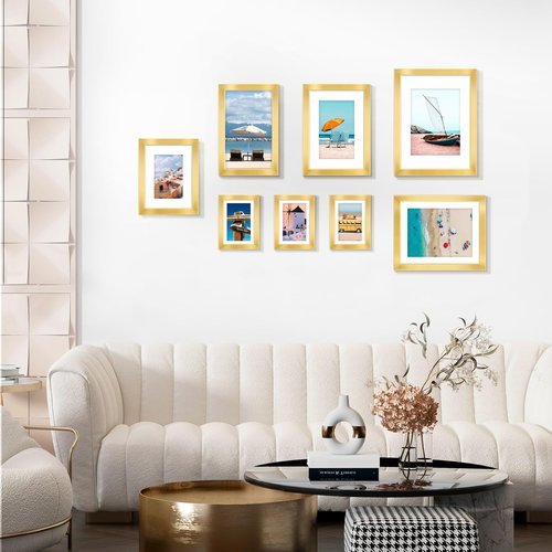 LaVie Home 8x10 Picture Frame Gold, 8 x 10 Frame with High Definition Plexiglass, Horizontal or Vertical Wall Wood Gallery Picture Frames Suitable for Picture Display, 1pc