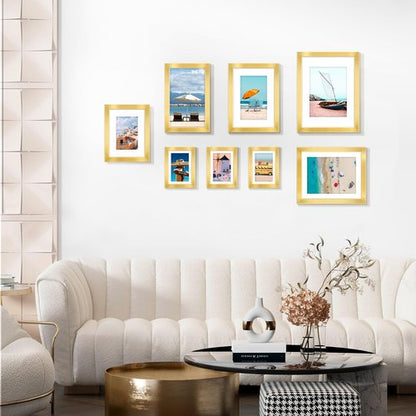 LaVie Home 8x10 Picture Frame Gold, 8 x 10 Frame with High Definition Plexiglass, Horizontal or Vertical Wall Wood Gallery Picture Frames Suitable for Picture Display, 1pc