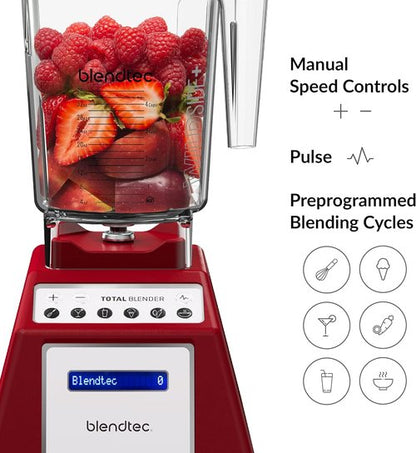 Blendtec Total Classic Original Blender - Professional-Grade 90 oz WildSide+ Jar - 6 Pre-Programmed Cycles - Red