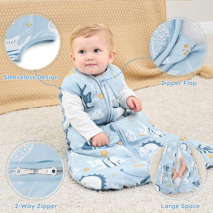 Yoofoss Baby Sleep Sack - 0-6 Months | TOG 2.5 Organic Cotton Wearable Blanket - Warm & Comfy